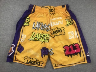 Los Angeles Lakers Graffiti Short Yellow