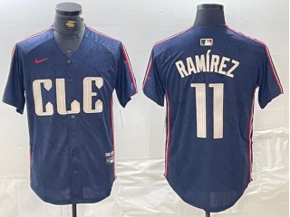 Cleveland Guardians #11 Jose Ramirez City Connect Cool Base Jersey Navy Blue