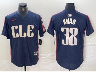 Cleveland Guardians #38 Steven Kwan City Connect Cool Base Jersey Navy Blue