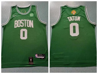 Boston Celtics #0 Jayson Tatum with Final Patch Jersey Green