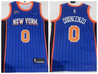 New York Knicks #0 Donte DiVincenzo 2024 Pinstripes City Jersey Blue