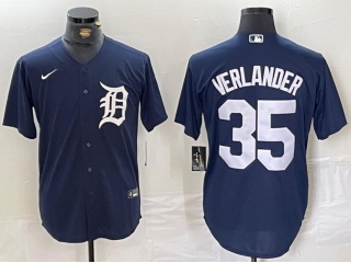 Detroit Tigers #35 Justin Verlander Cool Base Jersey Navy Blue