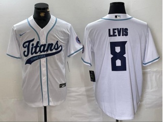 Tennessee Titans #8 Will Levis Baseball Jersey White