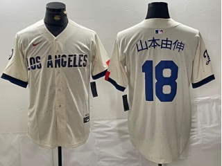 Los Angeles Dodgers #18 山本由伸 City Connect Cool Base Jersey White