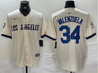 Los Angeles Dodgers #34 Fernando Valenzuela City Connect Cool Base Jersey White