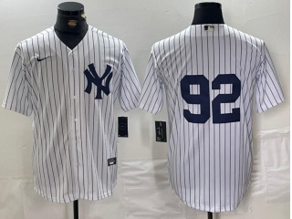 New York Yankees #92 Cool Base Jersey White Pinstripes