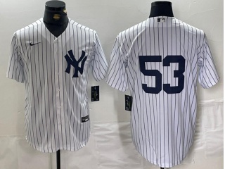 New York Yankees #53 Cool Base Jersey White Pinstripes