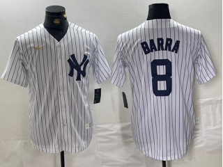 New York Yankees #8 Yogi Berra Nike Cooperstown Collection Player Jersey White Pinstripes