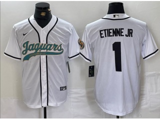 Jacksonville Jaguars #1 Travis Etienne Jr Baseball Jersey White