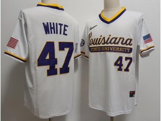 LSU Tigers #47 Tommy White 2024 Pullover Baseball Jersey White