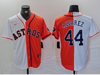 Houston Astros #44 Yordan Alvarez Split Jersey White/Orange