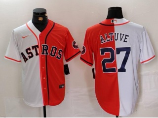 Houston Astros #27 Jose Altuve Split Jersey White/Orange