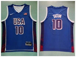 Team USA #10 Jayson Tatum Paris 2024 Olympics Jersey Blue