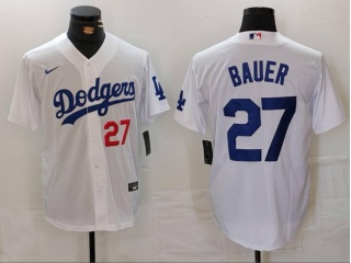 Los Angeles Dodgers #27 Trevor Bauer Limited Player Jerseys White