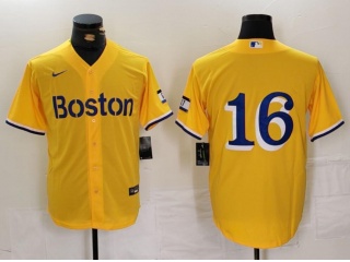 Boston Red Sox #16 City Connect Cool Base Jersey Yellow