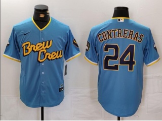 Milwaukee Brewers #24 William Contreras City Connect Jersey Baby Blue