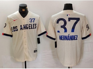 Los Angeles Dodgers #37 Teoscar Hernández City Connect Limited Players Jersey White