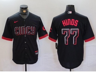 Cincinnati Reds #77 Rece Hinds City Connect Cool Base Jersey Black 