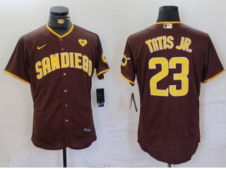 San Diego Padres #23 Fernando Tatis Jr with PS Patach Flexbase Jersey Brown