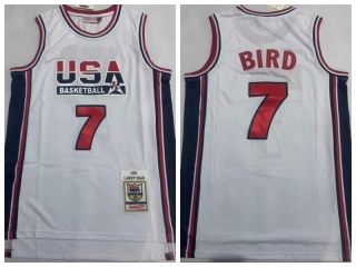 Dream Team #7 Larry Bird 1992 Throwback Jersey White