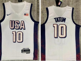 Team USA #10 Jayson Tatum Paris 2024 Olympics Jersey White