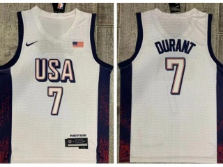 Team USA #7 Kevin Durant Paris 2024 Olympics Jersey White