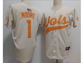 Tennessee Volunteers #1 Christian Moore Baseball Jersey Cream