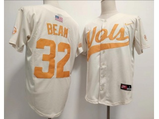Tennessee Volunteers #32 Drew Beam Baseball Jersey Cream