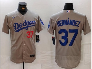 Los Angeles Dodgers #37 Teoscar Hernández Flexbase Jersey Grey Alternate