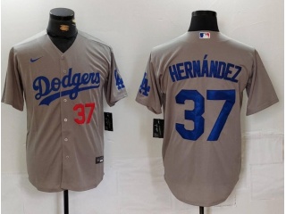 Los Angeles Dodgers #37 Teoscar Hernández Limited Players Jersey Grey Alternate