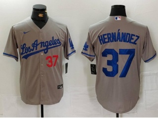 Los Angeles Dodgers #37 Teoscar Hernández Limited Players Jersey Grey Road