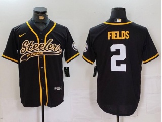 Pittsburgh Steelers #2 Justin Fields Basebal Jersey Black