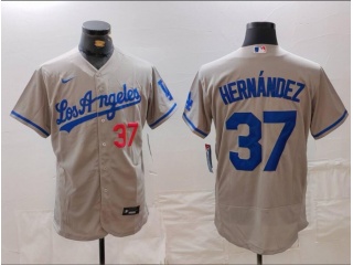 Los Angeles Dodgers #37 Teoscar Hernández Flexbase Jersey Grey Road