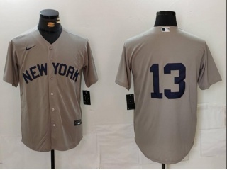 New York Yankees #13 Field Of Dreams Cool Base Jersey Grey