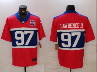 New York Giants #97 Dexter Lawrence II with 100th Patch Vapor F.U.S.E. Limited Jersey Century Red