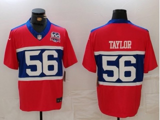 New York Giants #56 Lawrence Taylor with 100th Patch Vapor F.U.S.E. Limited Jersey Century Red