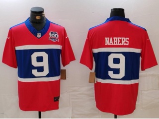 New York Giants #9 Malik Nabers with 100th Patch Vapor F.U.S.E. Limited Jersey Century Red