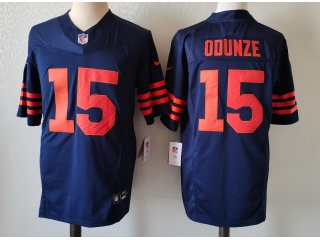 Chicago Bears #15 Rome Odunze with Orange Number Vapor F.U.S.E Limited Jersey Blue