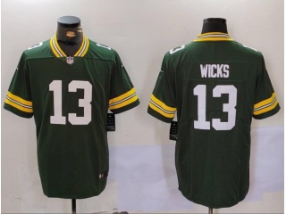 Green Bay Packers #13 Dontayvion Wicks Vapor Limited Jersey Green