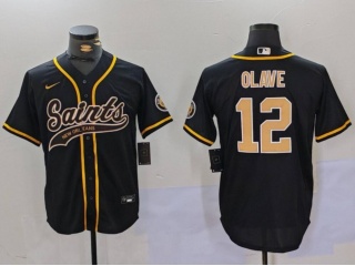 New Orleans Saints #12 Chris Olave Baseball Jersey Black