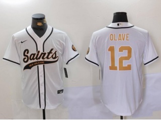 New Orleans Saints #12 Chris Olave Baseball Jersey White