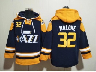 Utah Jazz #32 Karl Malone Hoodie Navy Blue