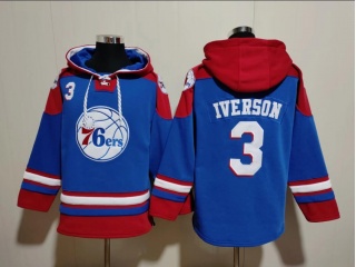 Philadelphia 76ers #3 Allen Iverson Hoodie Blue