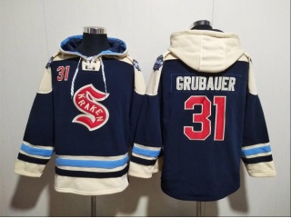 Seattle Kraken #31 Philipp Grubauer Hoodie Navy Blue