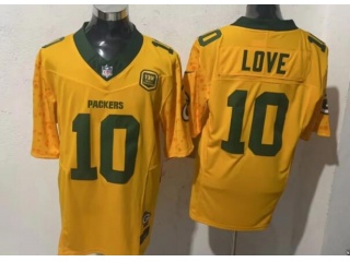 Green Bay Packers #10 Jordan Love F.U.S.E Limited Jersey Yellow