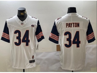 Chicago Bears #34 Walter Payton with Blue Sleeves Jersey White