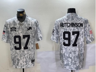 Detroit Lions #97 Aidan Hutchinson 2024 Salute to Service Limited Jersey Arctic Camo