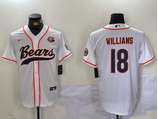 Chicago Bears #18 Caleb Williams Baseball Jersey White