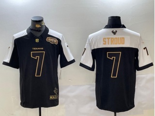 Houston Texans #7 C.J. Stroud with White Shoulders Jersey Black/Golden