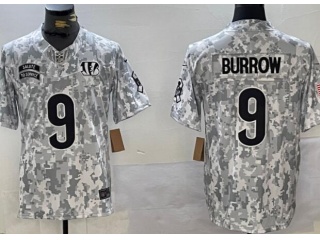 Cincinnati Bengals #9 Joe Burrow 2024 Salute to Service Limited Jersey Arctic Camo